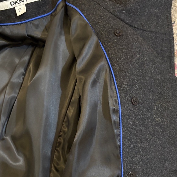 DKNY Double Breasted Long Wool Blend Coat - Picture 13 of 13